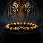 타이거아이 행운석 · 중앙 블랙 오닉스 포인트 팔찌 8mm